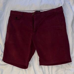 Frank & Oak Newport Straight Burgundy Shorts Flat Front